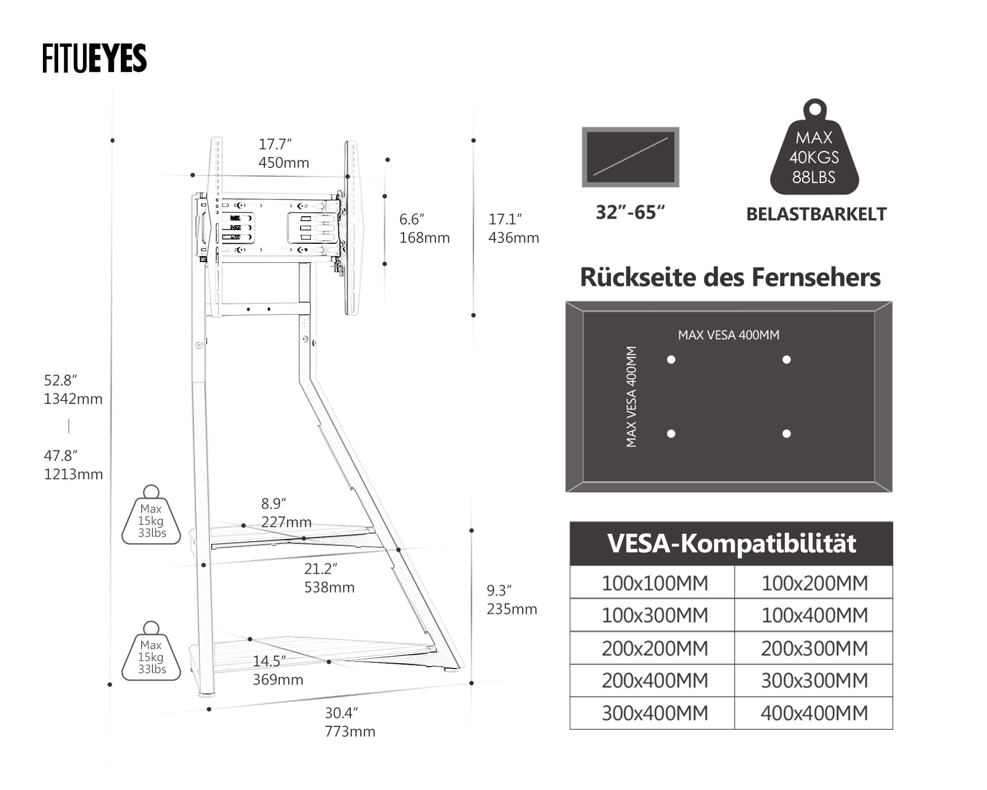 Eiffel FT65 Soporte para TV con Ruedas
