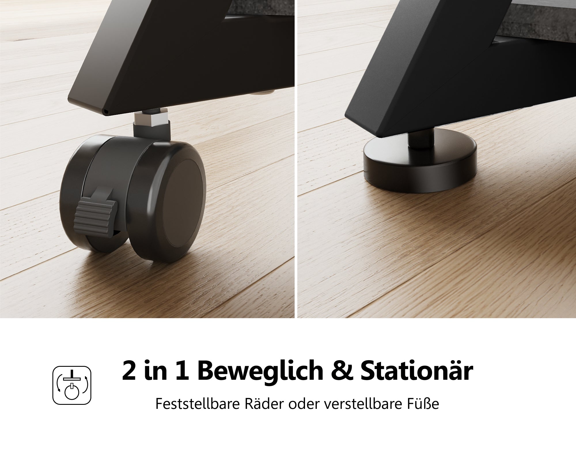 Schwarzer frei beweglicher TV-Ständer