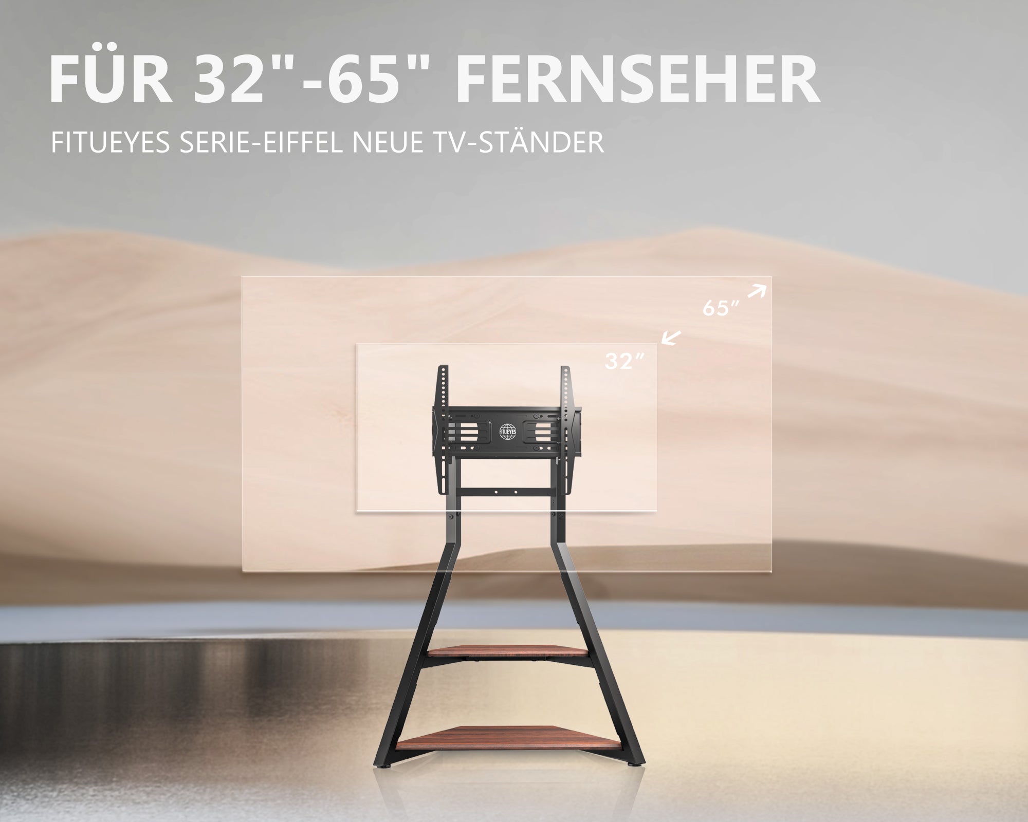 TV-Ständer für 32-65-Zoll-Fernseher in Nussbaumfarbe