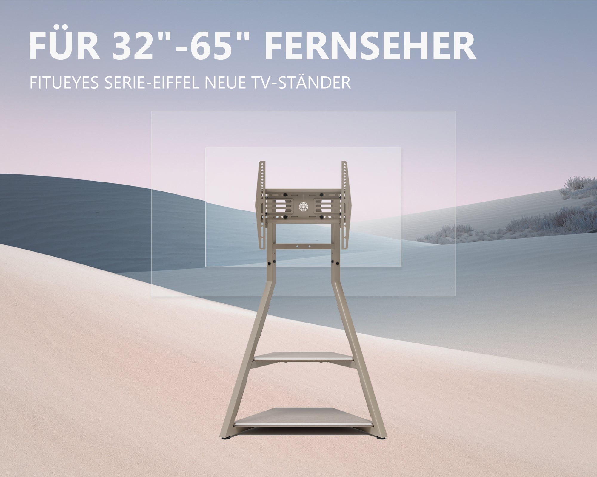 Kamelfarbener TV-Ständer für 32-65-Zoll-Fernseher
