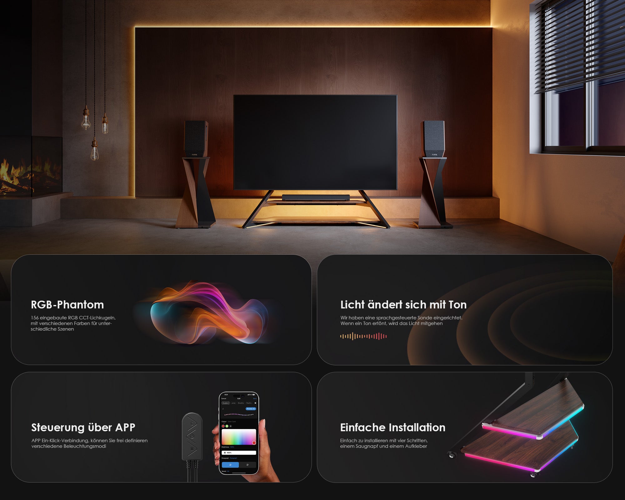 Eiffel TV Ständer mit Ambientebeleuchtung