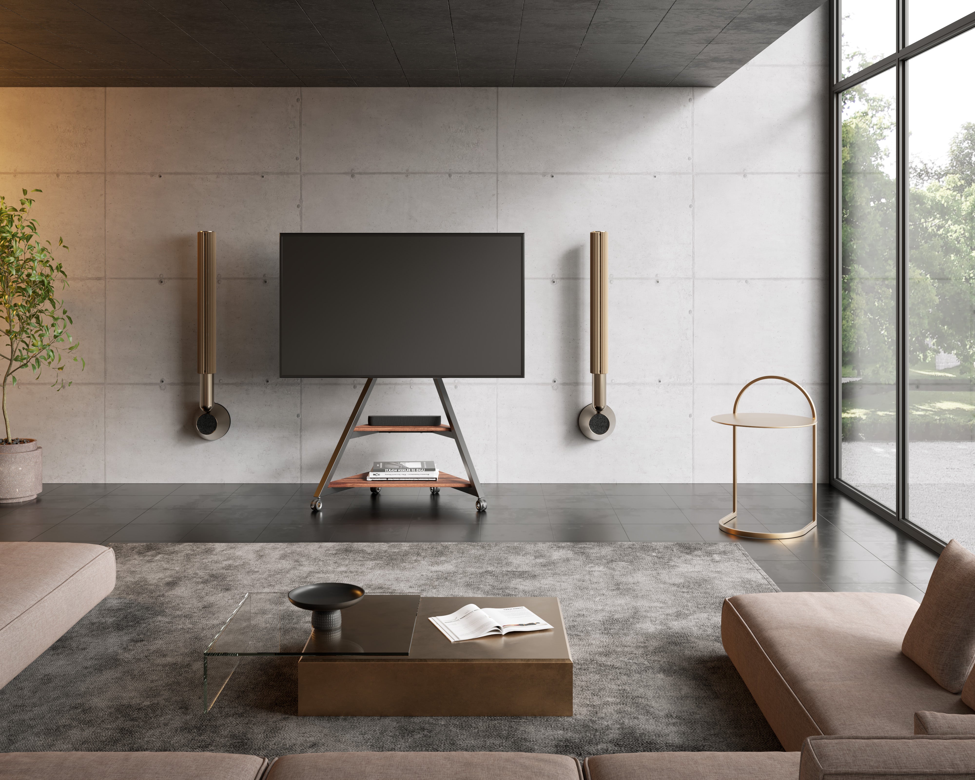 TV stand with wheels and shelf - Eiffel