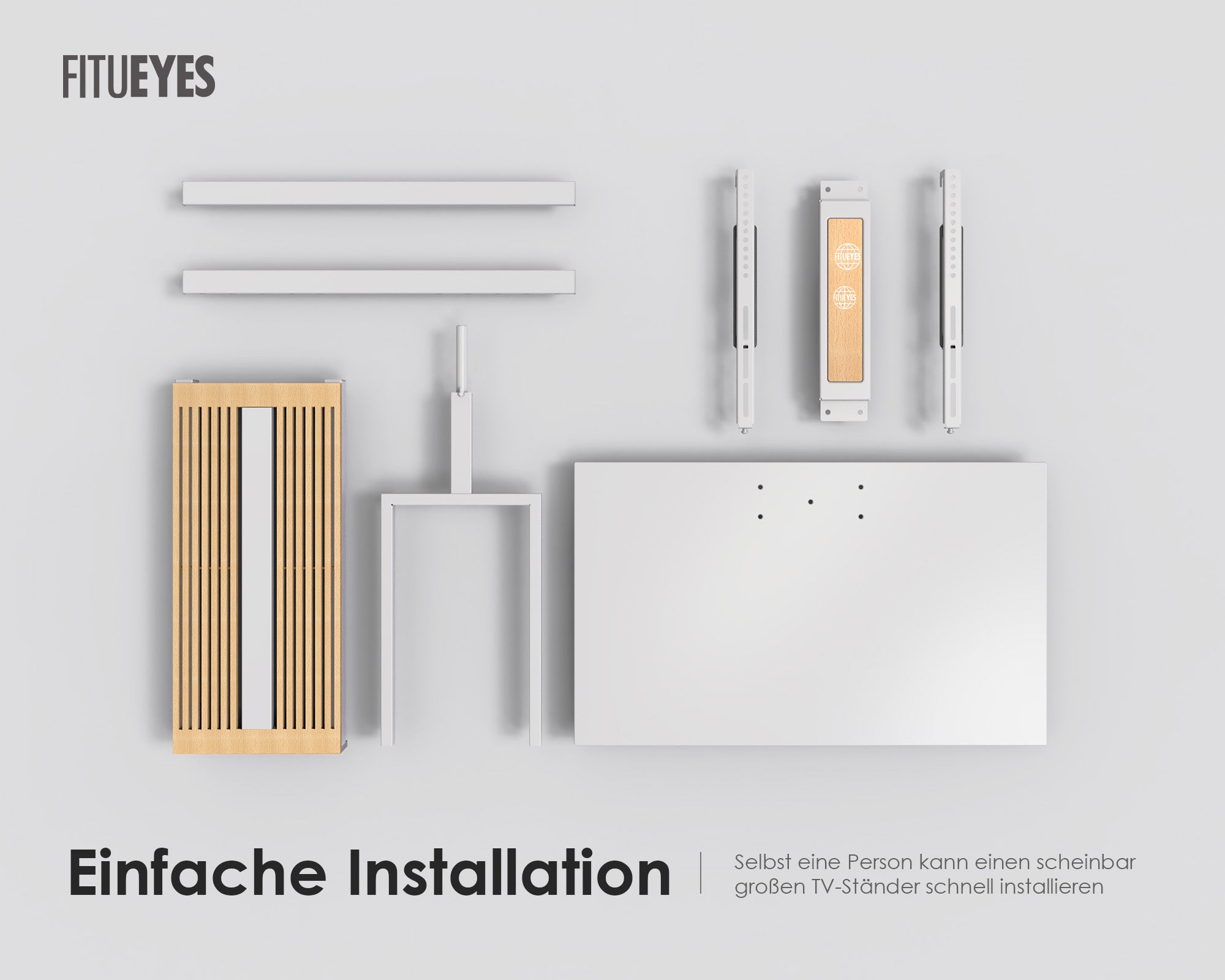 Einfach zu installierende weiße TV-Halterung