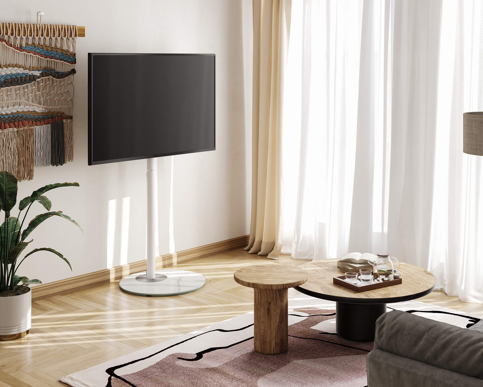 Minimalistischer ständer für tv in Weiß