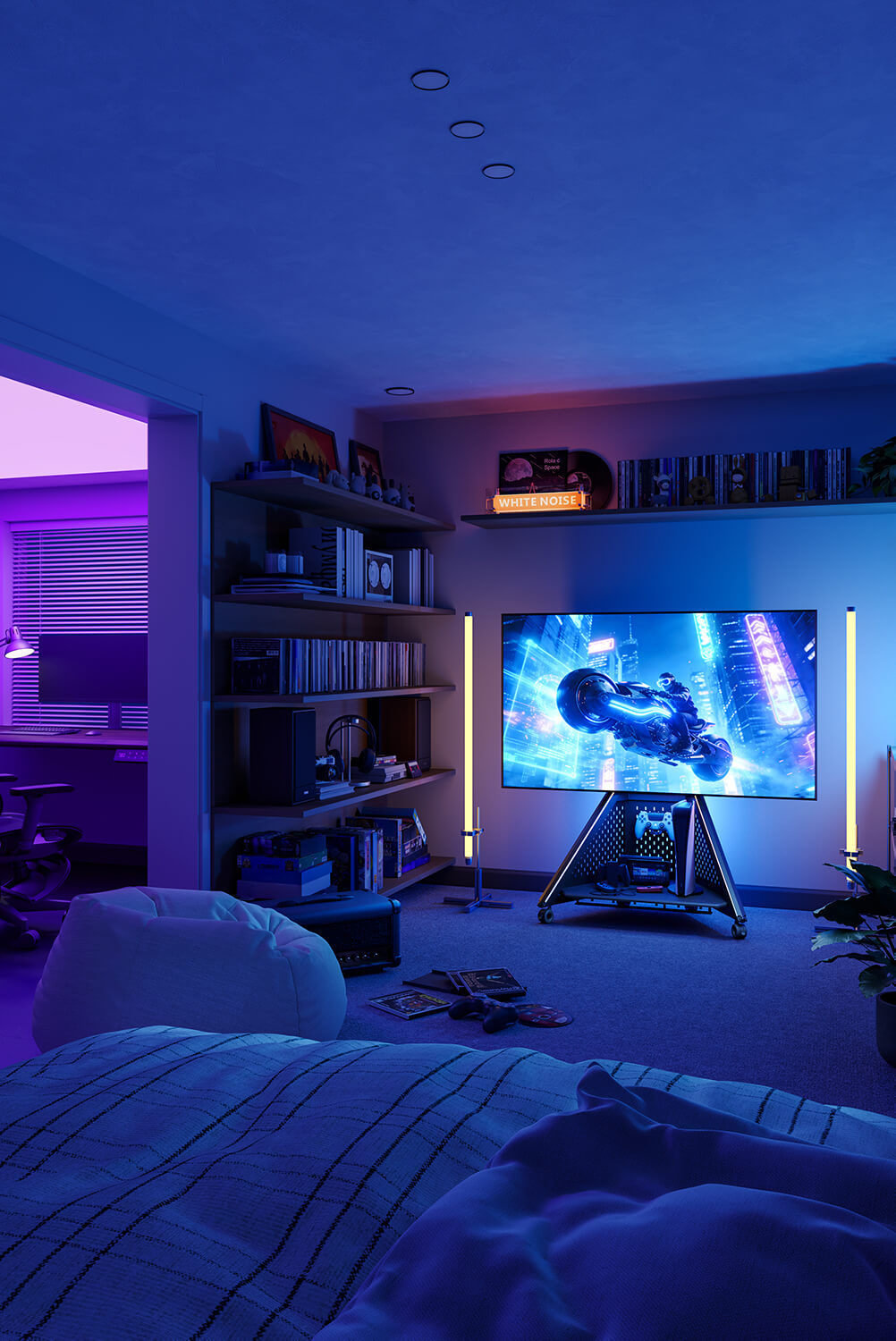 Keller-Spielzimmer und Büroraum Gaming TV Ständer mit Rollen