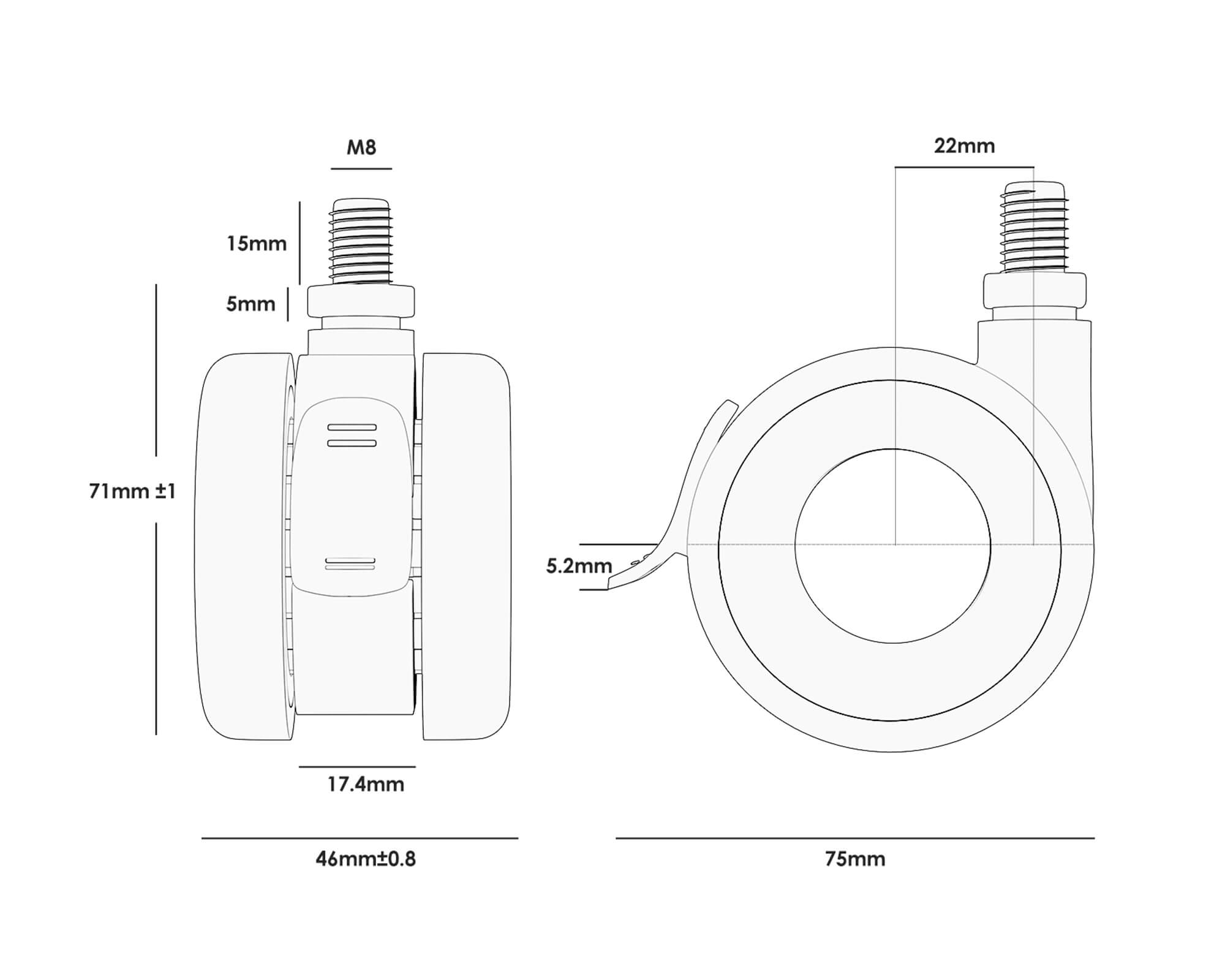 Roulettes universelles avec frein pour parquet en bois (4 pièces)