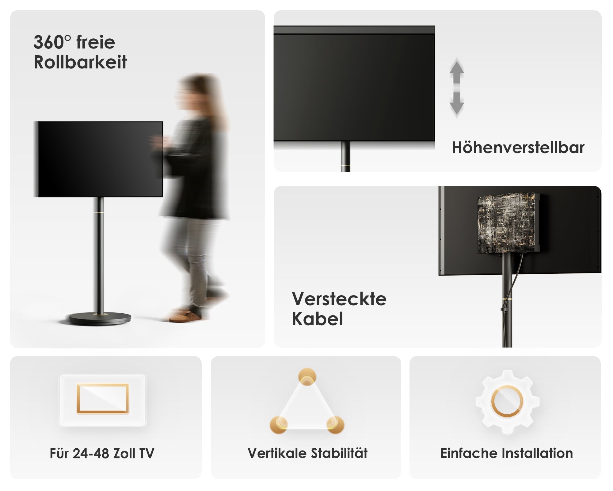 Master V2 FT48 Floor TV Stand with Wheels
