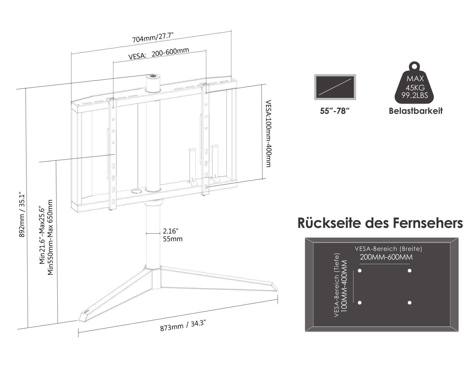 Picasso TT78 Tabletop TV Stand