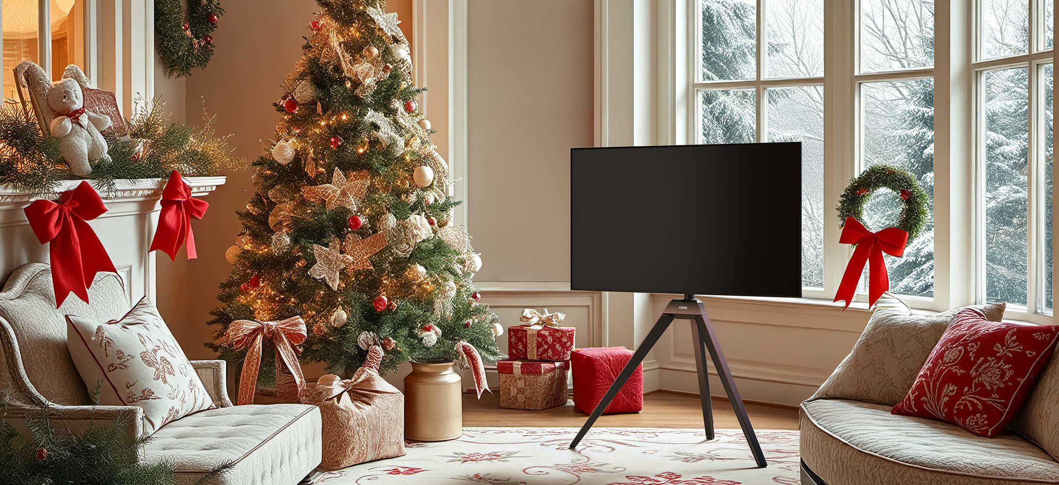 Holz TV Staffelei mit Höhenverstellung