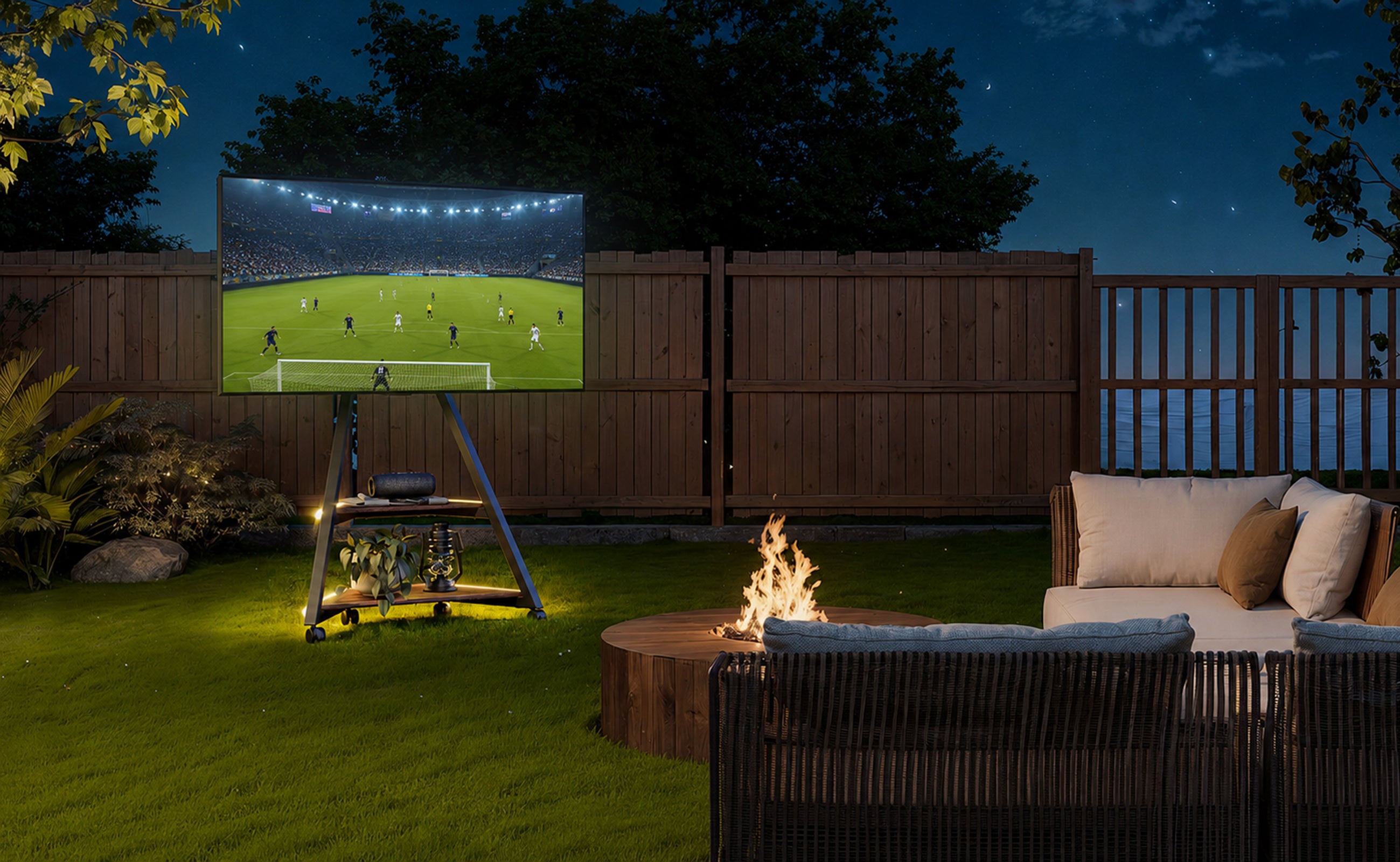 Eiffel tragbarer Outdoor-TV-Ständer im Garten FITUEYES