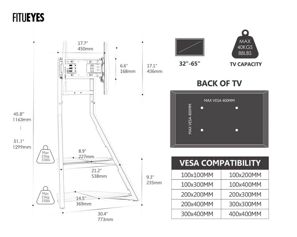Eiffel Support TV à Roulettes