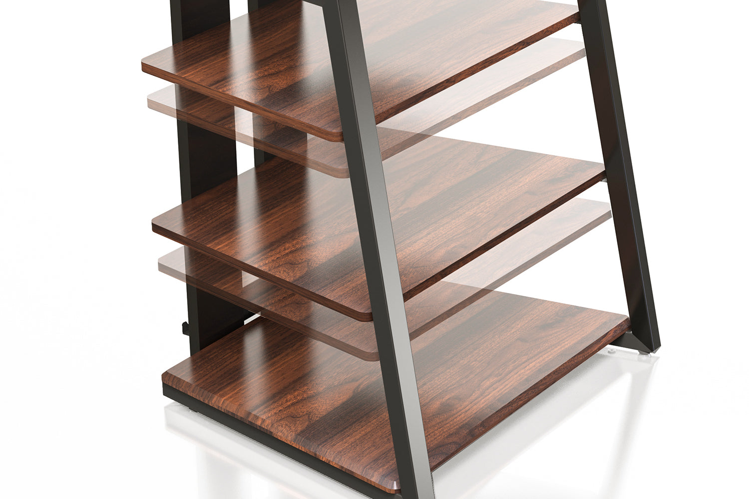 Audio Rack in Nussbaum mit verstellbaren Fächern