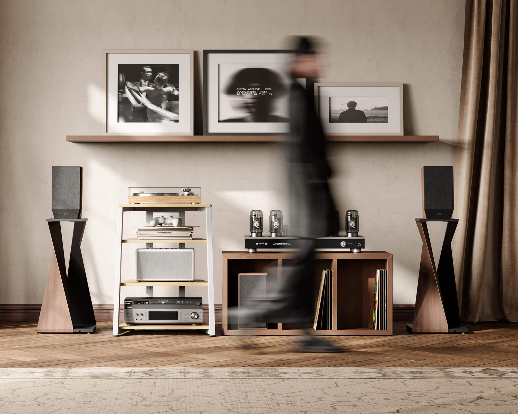 ADEPT RACK ポリッシュ/ wald 137 harf 2点セット Eiffel Series Audio Rack, HIFI Shelf | FITUEYES