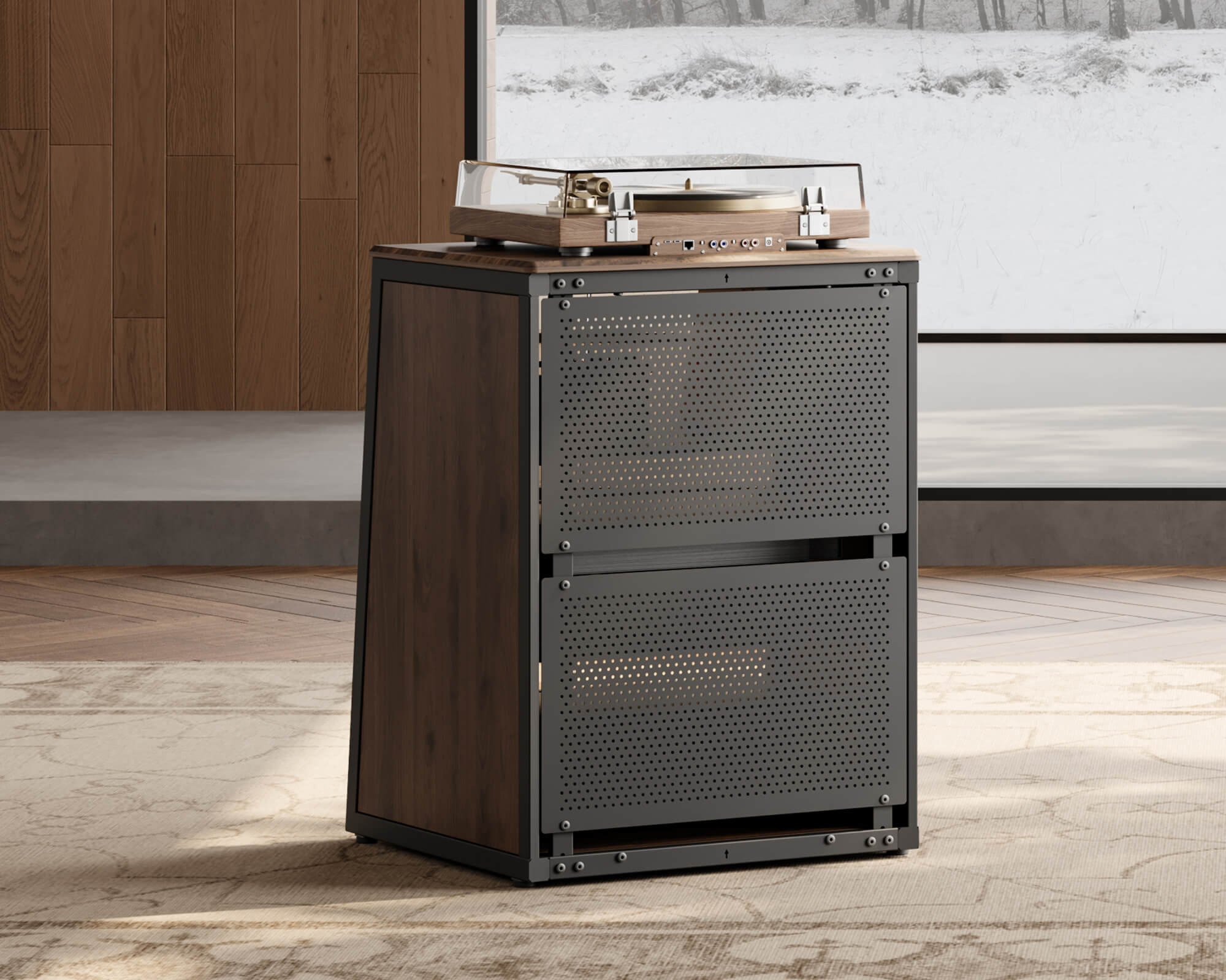 Audio Rack mit kühlbarer Rückwand