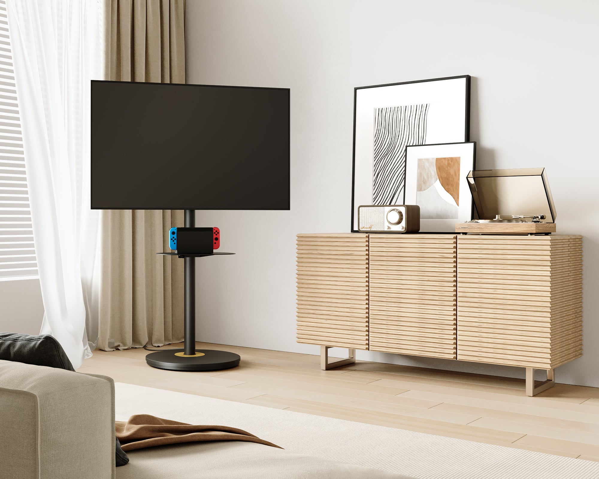 Master Floor TV Stand Plate Shelf