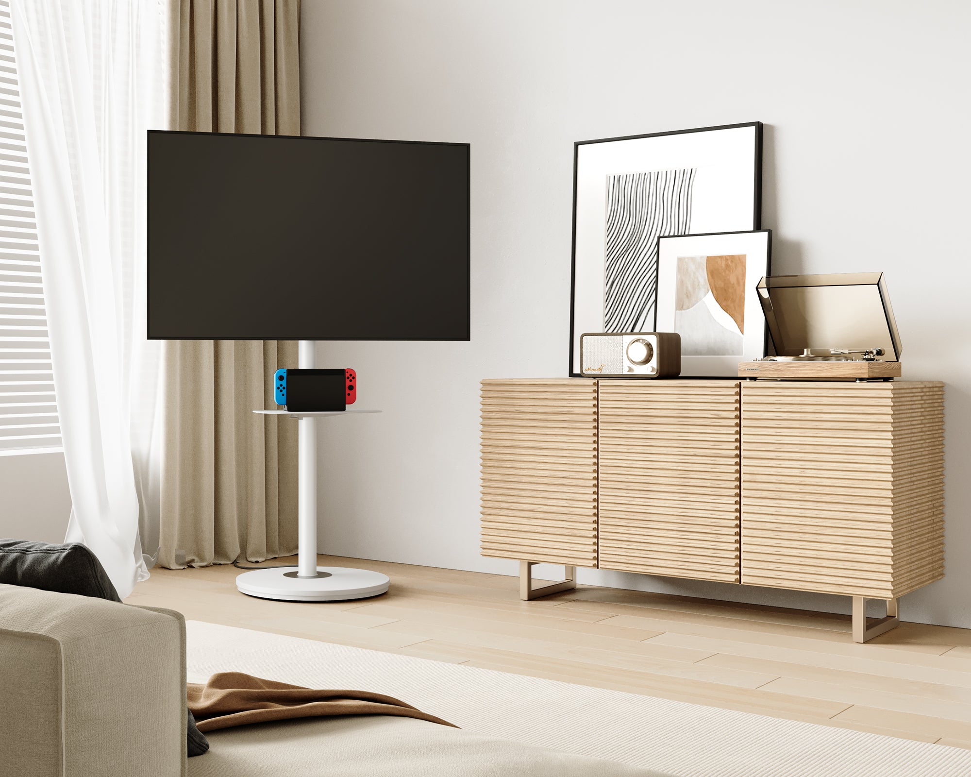 Master Floor TV Stand Plate Shelf