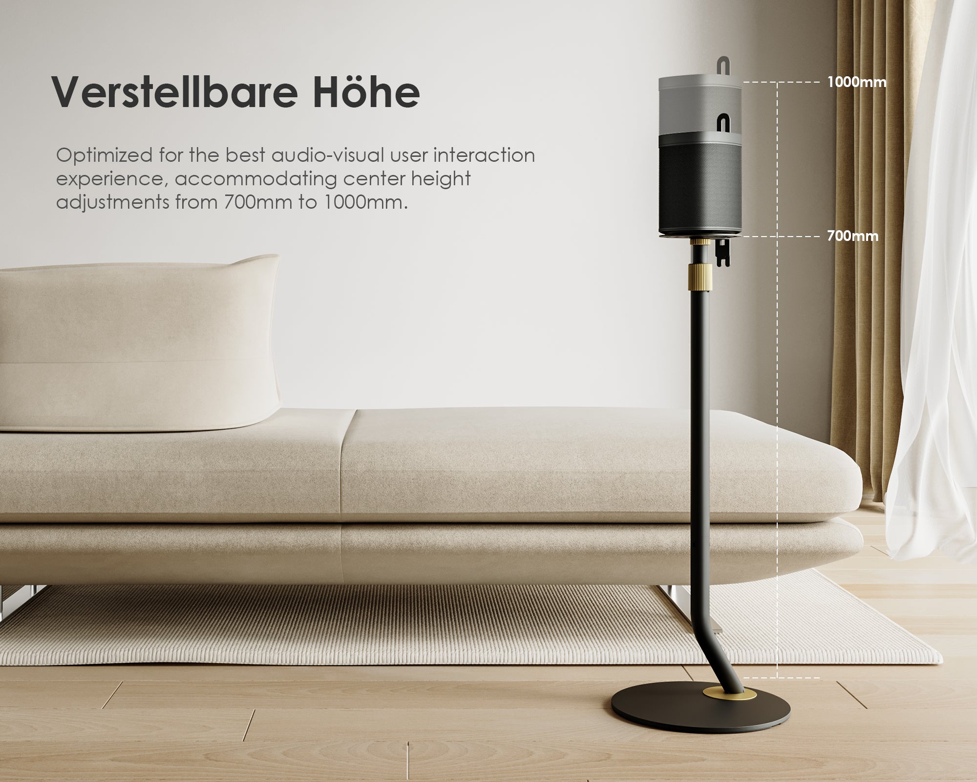 Lautsprecher-Standfuß-700-1000mm Höhenverstellung
